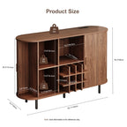 Walnut Wine Bar Cabinet with LED Lights, Wine Rack, Glass Holder & Charging Station - 55.1"