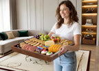 Oak & Iron Acacia Wood Ottoman Serving Tray