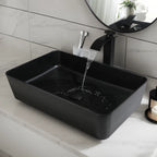 Obsidian Spa Stone Resin Vessel Sink with Waterfall Faucet Set