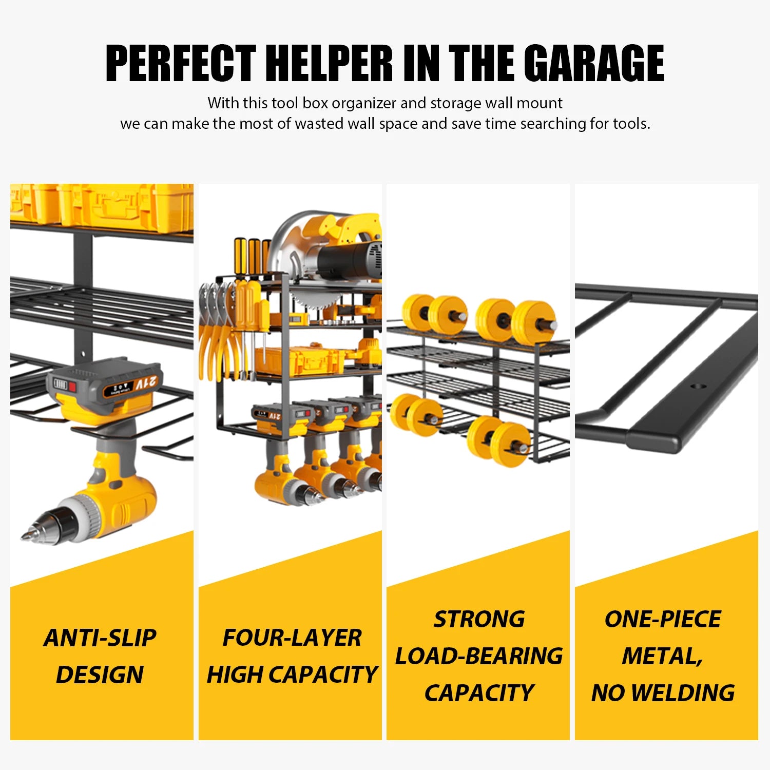 Titan Workshop 4-Tier Wall-Mounted Power Tool Organizer with 8 Drill Holders