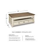 Realyn Vintage Farmhouse Lift-Top Coffee Table with Storage Drawer
