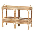 Landers Farmhouse Console Table with Baskets & Storage Shelf