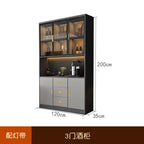 Luxury Wooden Wine Display Cabinet with Tempered Glass Doors & 5-Tier Storage