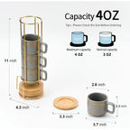 Bella Casa Stackable Espresso Cup Set with Metal Stand