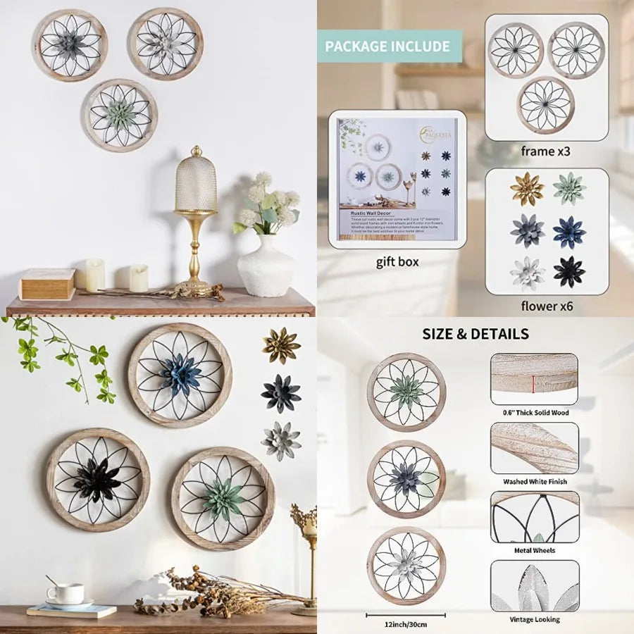 Haven Ridge Farmhouse Medallion Wall Decor Set with Interchangeable Floral Accents