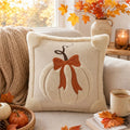 3D Plush Pumpkin Throw Pillow with Bow Fuzzy Fluffy Cushion Covers Fall Thanksgiving Halloween Sofa Couch Home Decor Cushion