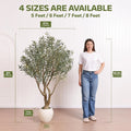 Artificial Olive Tree,8Ft Faux Silk Plant With White Pot & Vivid Leaves,UV Resistant Zero Upkeep Decor For Indoor Living Room