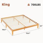 Solid Pine Wood Platform Bed Frame