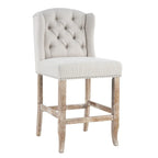 26.78'' seat height Vienna Contemporary Fabric Tufted Wingback Counter Stools, Set of 2, Beige