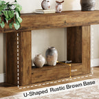 Tribesigns 160 cm Console Table, Farmhouse 2-Tier Entryway Table with U-Shaped Base, Narrow Wood Sofa Table Behind Couch Table