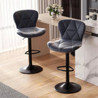 Set of 2 Modern Swivel Bar Stools, Adjustable Faux Leather Upholstered Counter Height Bar Chairs, Custom
