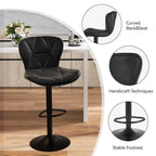 Set of 2 Modern Swivel Bar Stools, Adjustable Faux Leather Upholstered Counter Height Bar Chairs, Custom