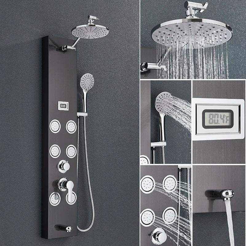 Cascade Spa Luxury Shower Panel System with LED Temperature Display