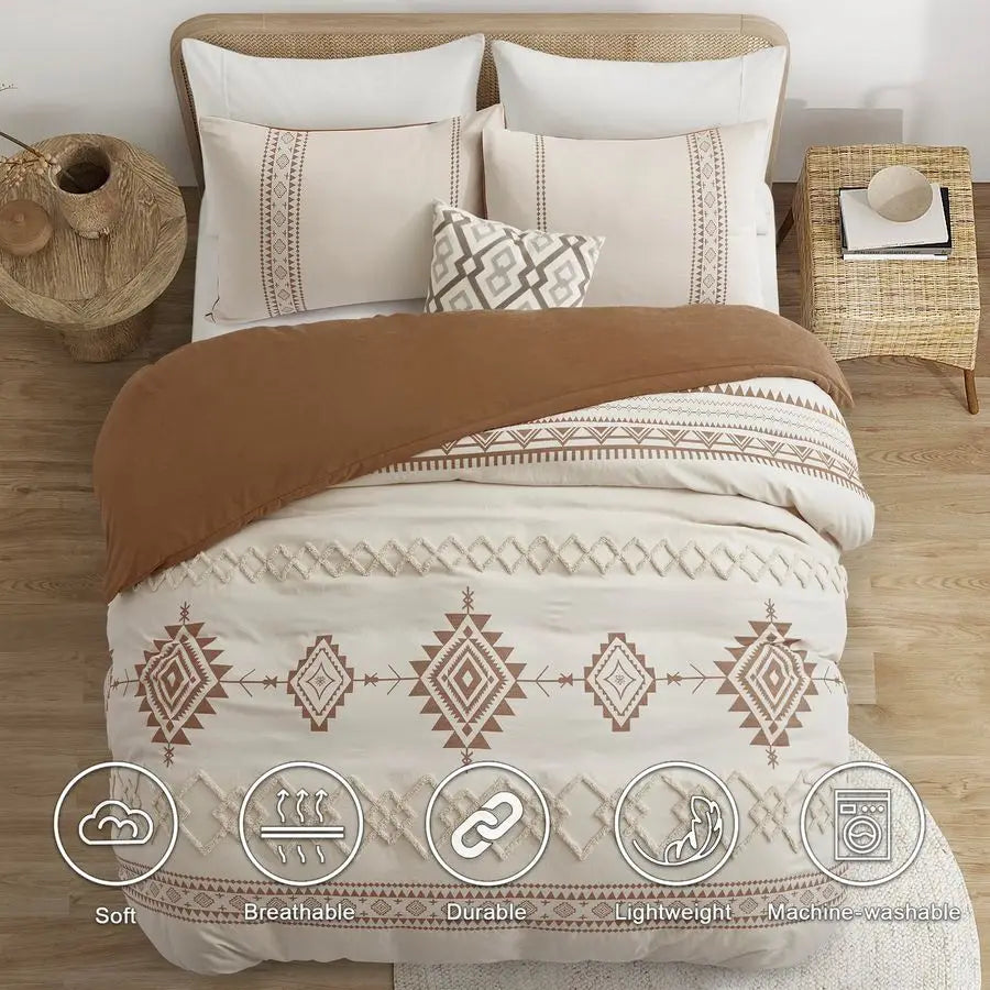 Desert Haven Boho Terracotta Duvet Cover Set – 3 Piece
