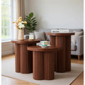 Nesting Coffee Table Set of 3, Mid Century Modern Wooden Accent Tables for Living Room Home Office Small Space