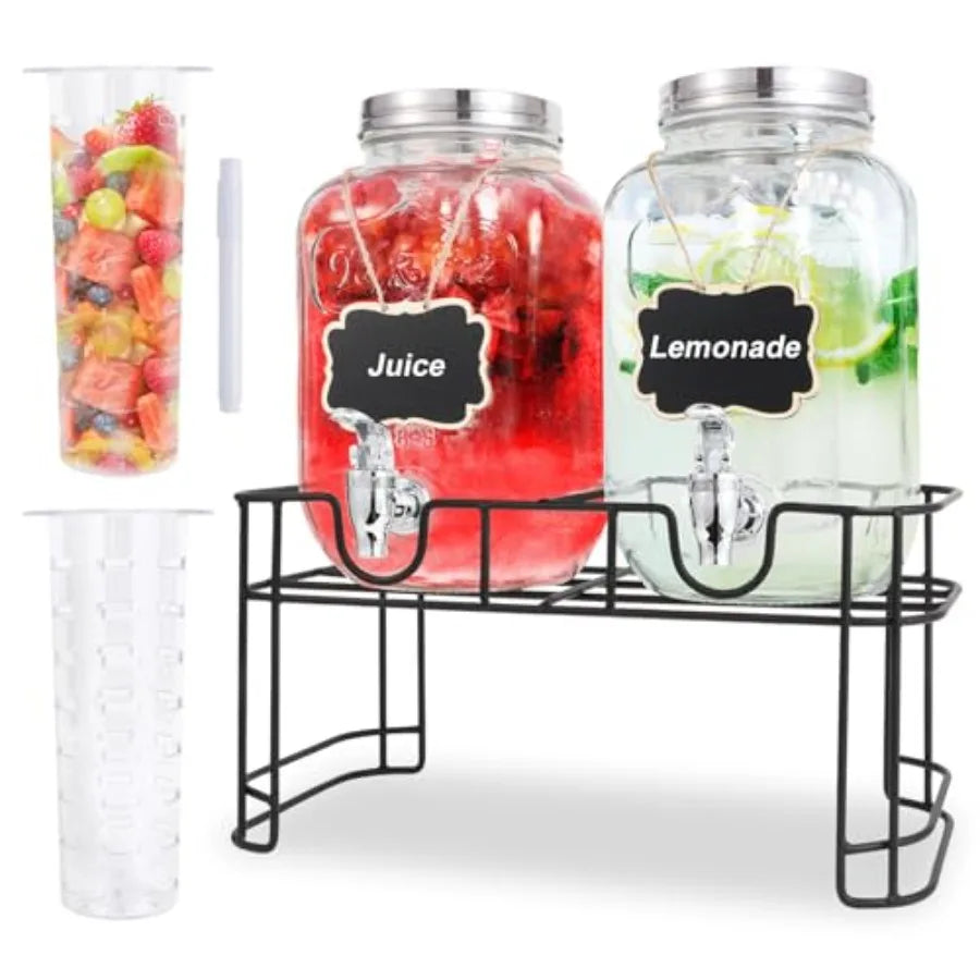 Haven Ridge Entertain Glass Beverage Dispenser Set with Fruit Infuser