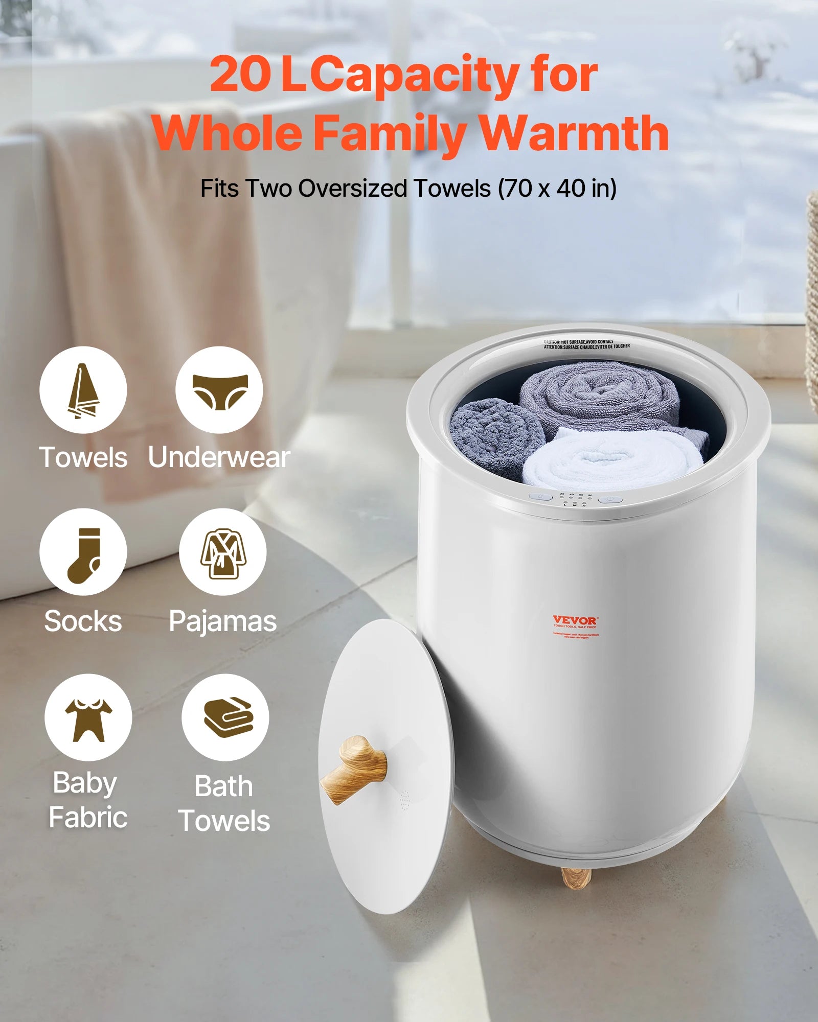 Serenity Spa Heated Towel Warmer Bucket with Aromatherapy