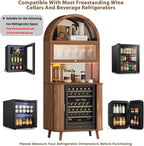 73" Arched Walnut Bar Cabinet with Fridge Space & LED Lighting