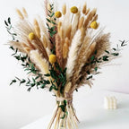 Olive Green Pampas Grass & Dried Flower Bouquet – Boho Rustic Arrangement