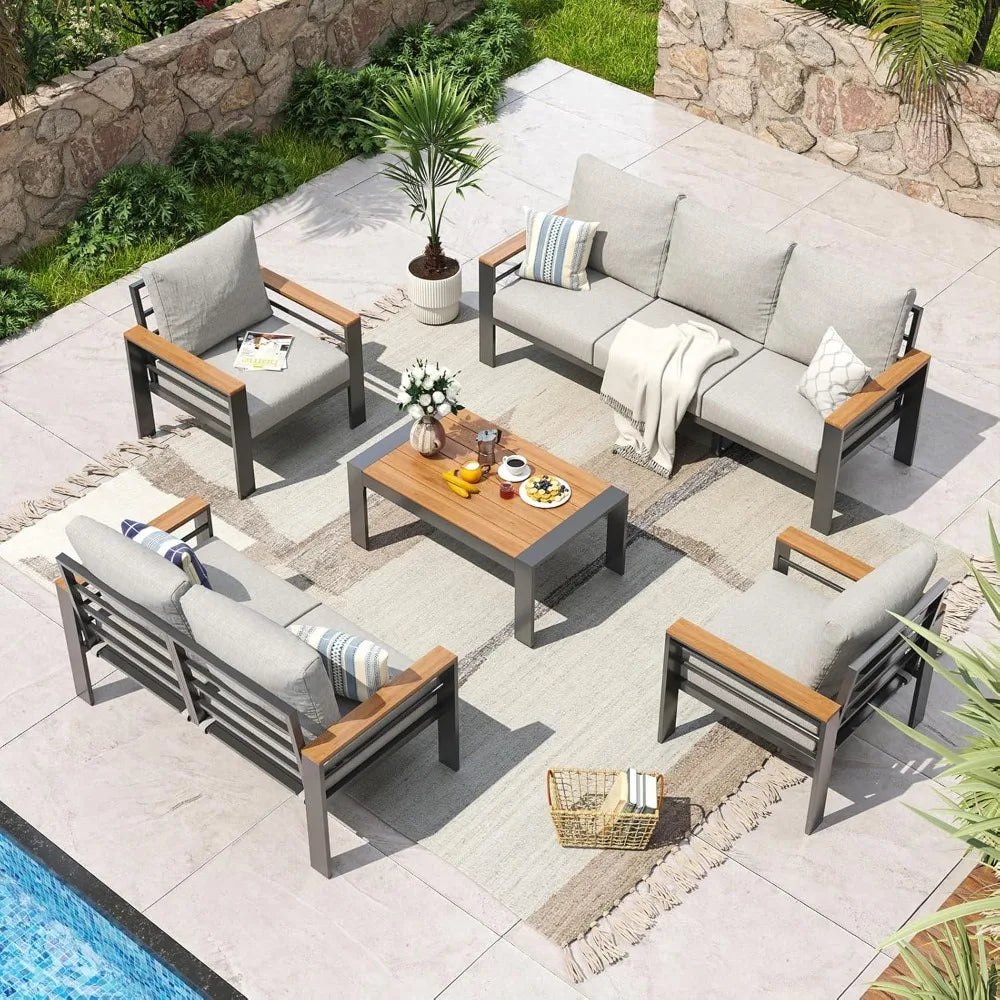 Monterey Aluminum Outdoor Sectional Set with Coffee Table