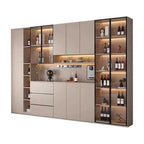 Modern Pine Sideboard Cabinet with Glass Doors