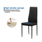 Set of 4 Black PU Leather High-Back Dining Chairs