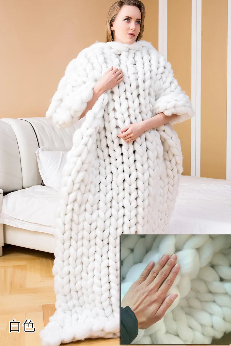 Everwood Chunky Knit Wool Throw Blanket