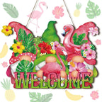 Welcome Wood Door Hanger 12 Inch Large Wooden Flower Sign, Inspirational Wall Porch Art, Summer Fall Front Door Wreath, Indoor