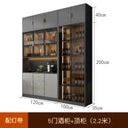 Luxury Wooden Wine Display Cabinet with Tempered Glass Doors & 5-Tier Storage