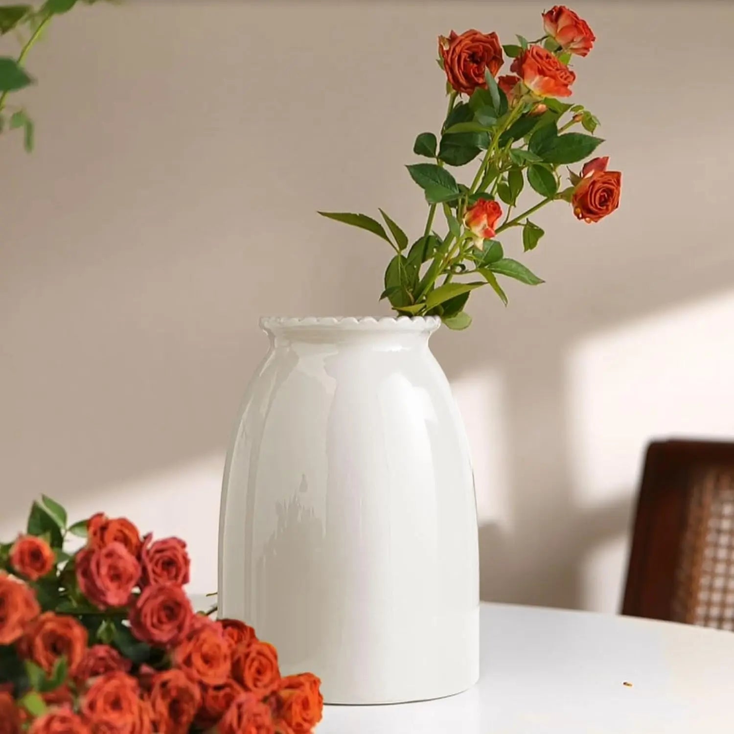 Haven Ridge Modern White Ceramic Flower Vase