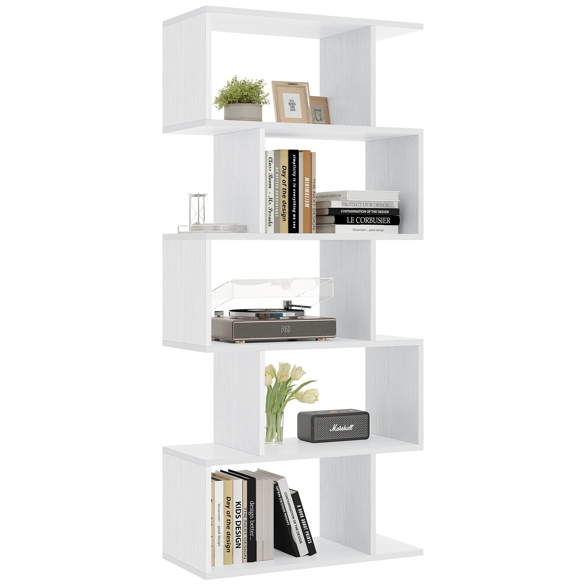 Haven Ridge GeoCraft S-Shaped Bookcase – 5 Tier