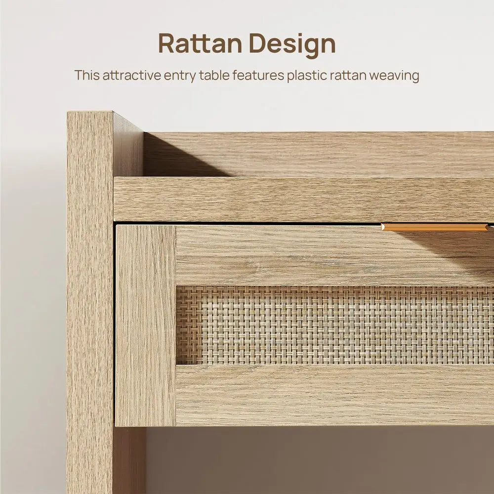 Willow Crest Rattan Console Table Set