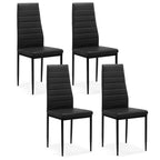 Set of 4 Black PU Leather High-Back Dining Chairs