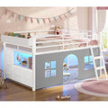 Twin Low Loft Bed with Tent, Storage & LED Lights