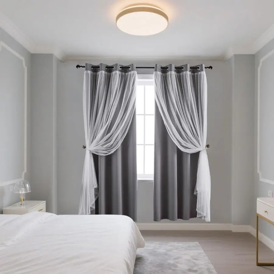 LunaShade Layered Blackout Sheer Curtain Panels – 2 Piece Set