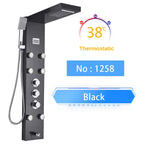 Cascade Luxe LED Shower Panel System with Digital Temperature Display & SPA Massage Jets