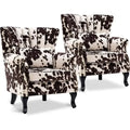 2-Piece Button-Tufted Wingback Accent Chair Set