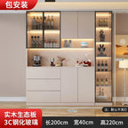 Modern Pine Sideboard Cabinet with Glass Doors