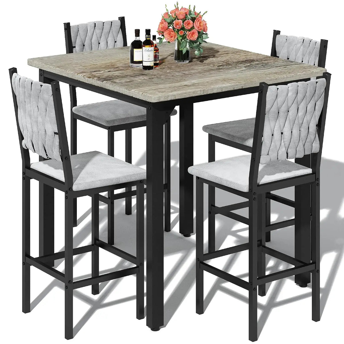 Counter Height Dining Set with Velvet Stools