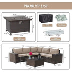 Aspen Ridge 7-Piece Wicker Patio Sectional with Fire Pit Table