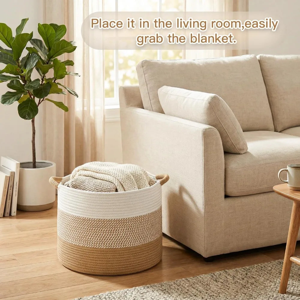 Willow Haven Large Cotton Rope Storage Basket – 70L