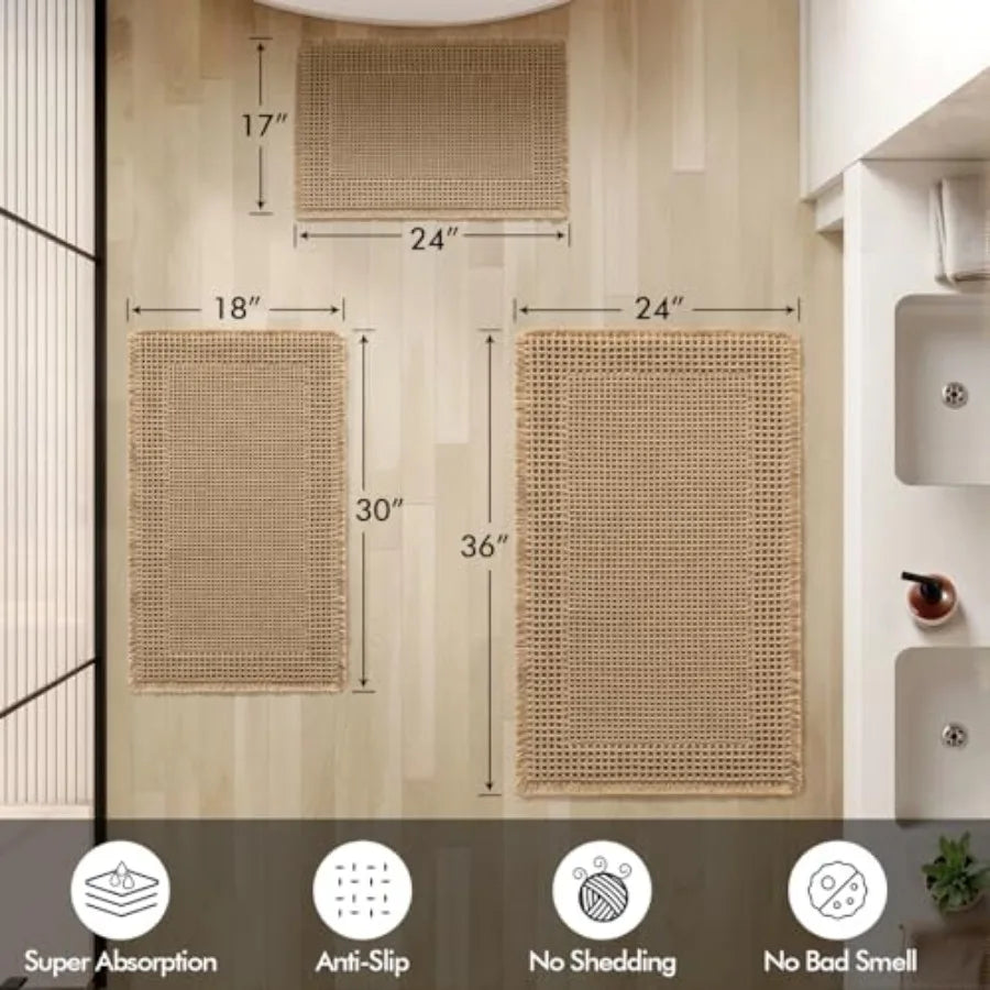 Serenity Boho Ultra-Soft Bathroom Rug Set
