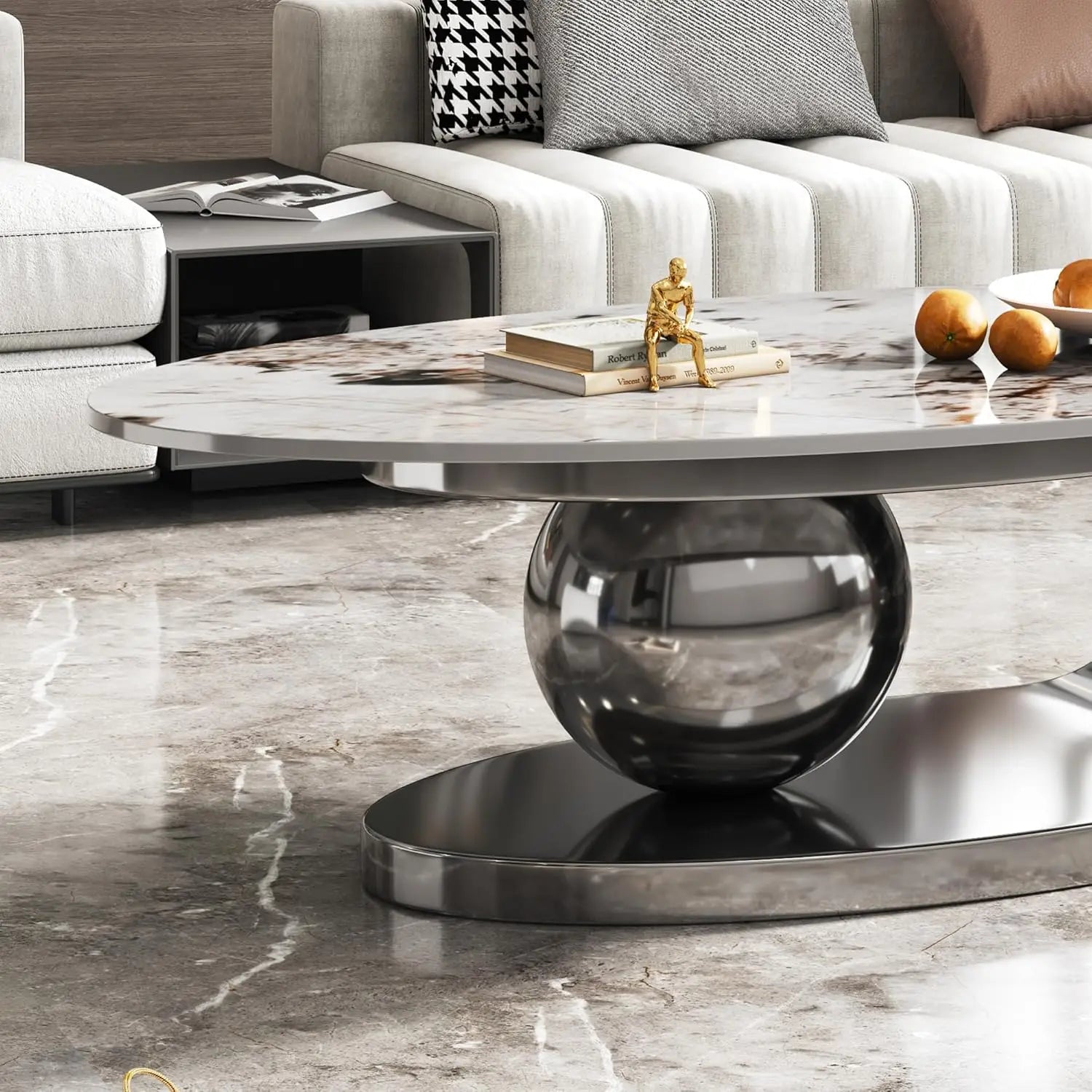 Havencrest Oval Faux Marble Coffee Table