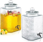 Haven Ridge Estate Hammered Glass Beverage Dispenser Set – 5 Gallon (Set of 2)