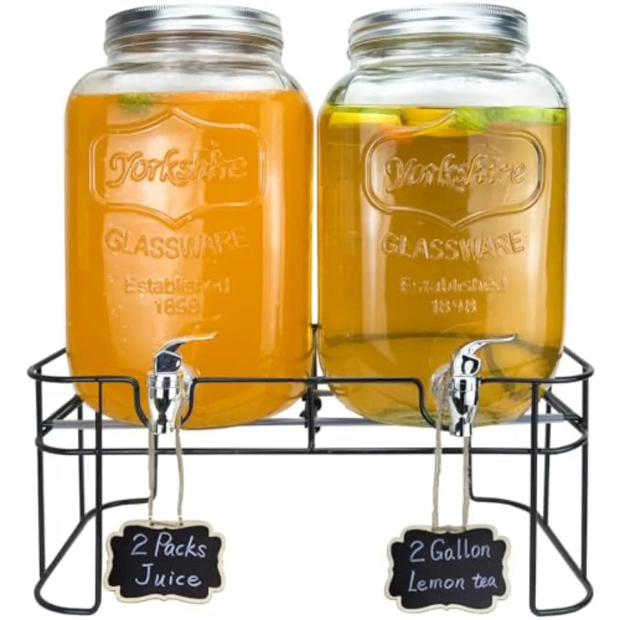 Willow Ridge Entertain Glass Beverage Dispenser Set with Stands – 2 Piece