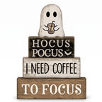 HavenHarvest 4-Piece Wooden Ghost Stack Décor Set – Farmhouse Halloween Tabletop Decorations