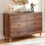 Mid-Century Walnut Wood Dresser – 6 Drawer