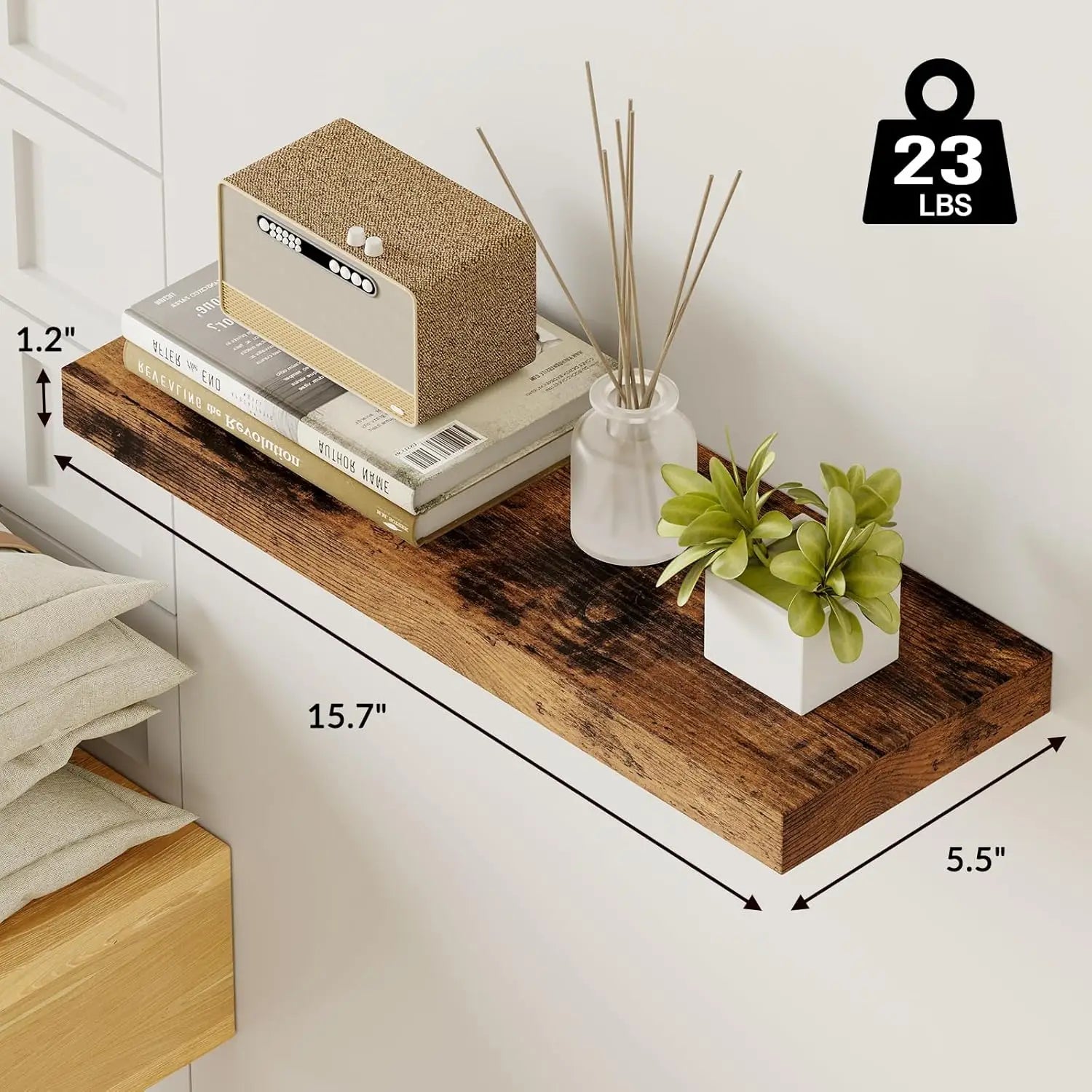 Haven Heritage Rustic Floating Wall Shelves – Set of 6
