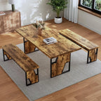 Heritage Farmhouse Dining Table Set with Benches – Seats 4 to 6