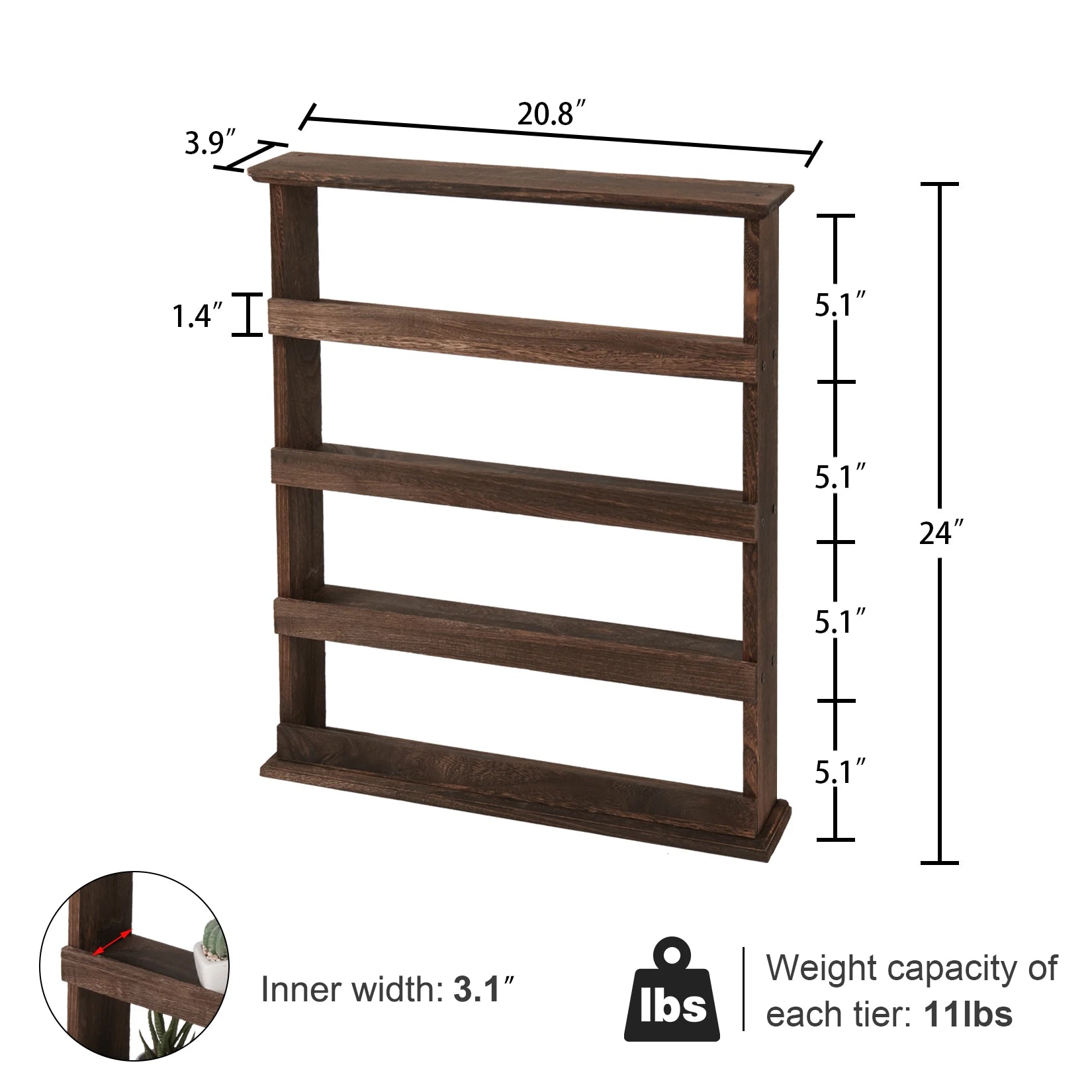 Haven Ridge Rustic 4-Tier Wall Spice Rack
